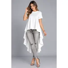 NEGRELI - Blusa Asimétrica Elegante Cola de Pato suelta