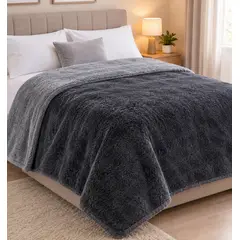 PASTELL - Cobija Térmica Sherpa Gris Doble Tapa 190x220 Marca Pastell.