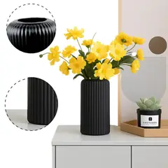 GENERICO - Florero Jarron Minimalista Decorativo Cilíndrico Color Negro