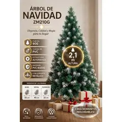 BRITOCHET - Arbol De Navidad 2,1 M 900 Puntas Pvc Efecto Nieve Zm210g
