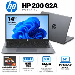 HP - PORTATIL 200 G2A - AMD RYZEN 3 210 - 8GB DDR5 - 512GB SSD - PANTALLA 14"