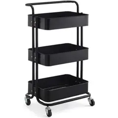 SWISSHOME - Organizador Rectangular 3 Niveles Carrito Multiusos Ruedas Negro
