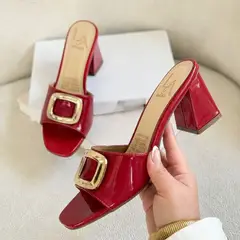 EVEGONZ - Sandalias Dama Tacón Grueso Punta Cuadrada Con Hebilla Elegante