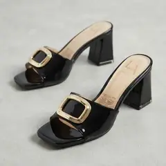 EVEGONZ - Sandalias Dama Tacón Grueso Punta Cuadrada Con Hebilla Elegante