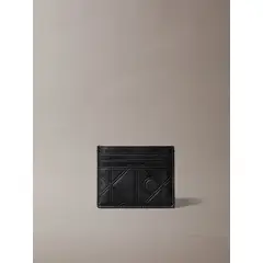 CALVIN KLEIN - Tarjetero negro con relieve integral de emblema