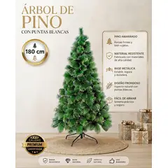 BRITOCHET - Árbol de Pino Navidad 180 cm Puntas Blancas Base Metálica ZM180E