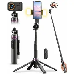 INNOVA - Trípode Negro para selfie stick de 53 pulgadas con luz