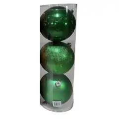 GENERICO - Adorno Bolas De Navidad 15 Cms X 3 Unidades Arboles Hogar Decoracion Muebles Color Verde