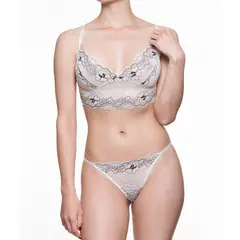 SCHERZO LINGERIE - Conjunto Lenceria Scherzo Piacere 4 Ejecutiva Blanco Negro Talla S