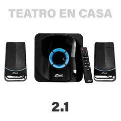 J&R - TEATRO EN CASA JYR J5285 2.1 100W RMS BLUETOOTH USB MP3 SUBWOOFER BAJOS POTENTES NEGRO AZUL