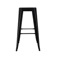ZER - SILLA DE BAR TOLIX NEGRA METÁLICA C410110 SIN ESPALDAR CON DESCANSAPIÉS PARA COCINA RESTAURANTE