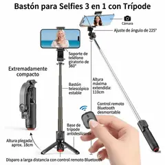 GENERICO - Palo Selfie Bluetooth Tripode Portatil Celular Auto Open