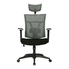 ZER - SILLA EJECUTIVA KABUL ERGONÓMICA MALLA GRIS CABECERO APOYO LUMBAR 2D BRAZOS 3D ALTURA REGULABLE