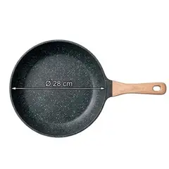 GENERICO - Sartén Antiadherente Efecto Piedra de 28 cm con Tapa y Mango Térmico