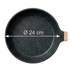 GENERICO - Sartén Antiadherente Efecto Piedra de 24 cm con Tapa y Mango Térmico