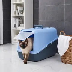 RIMAX - Arenero Para Gato Con Puerta Azul Baby