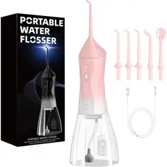 INNOVA - Irrigador Bucal Portátil Inalámbrico 320ml 5 Puntas Rosa