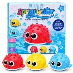 AMERICAN GENERICS - Juguete de Baño Pez Globo con Rociador de Agua y Sensor