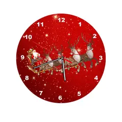 GENERICO - Reloj de Navidad Redondo Imagen Digital y Madera MDF P4