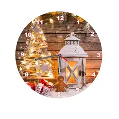 GENERICO - Reloj de Navidad Redondo Imagen Digital y Madera MDF P2