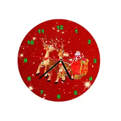 GENERICO - Reloj de Navidad Redondo Imagen Digital y Madera MDF P1