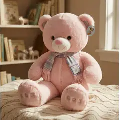 INFANTILES CAJUROMIX - Oso De Peluche Grande 78 Cm Suave Con Bufanda Rosa