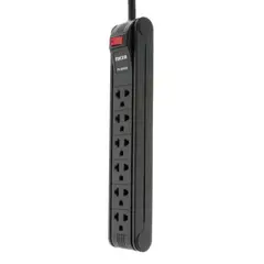 FORZA - Regleta PS-1006B 110/220V 6 Tomas NEMA Cable 3 Metros 1680W Breaker Interruptor Iluminado Negr