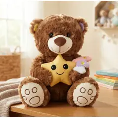 INFANTILES CAJUROMIX - Oso De Peluche Chocolate Tierno Con Estrella Dorada 35cm