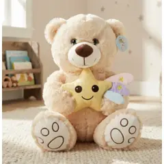 INFANTILES CAJUROMIX - Oso De Peluche Crema Tierno Con Estrella Dorada 35cm
