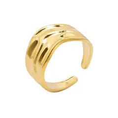 GENERICO - Anillo Ancho Ajustable con Diseño Ondulado Irregular