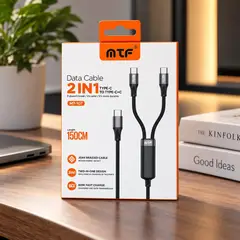 MTF - Cable MT-107 USB-C a 2 USB-C 2 en 1 Carga Rápida 60W 1.5 m Trenzado