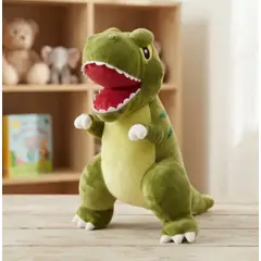 INFANTILES CAJUROMIX - Peluche Dinosaurio T-rex Verde Con Rayas Pequeño