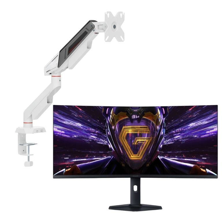 Combo Monitor Gamer Curvo G34WQi 34 Pulgadas WQHD 180 Hz 1 ms + Brazo TECHGO SPMG-1101 Blanco