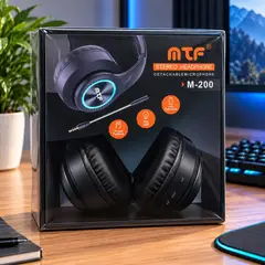 MTF - Audífonos Diadema M-200 Bluetooth Gamer RGB Micrófono Desmontable