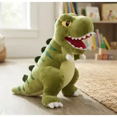 INFANTILES CAJUROMIX - Peluche Dinosaurio T-rex Verde Con Rayas Mediano
