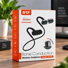 MTF - Audífonos M-70 Conducción Ósea Inalámbricos Deportivos Batería Reemplazable