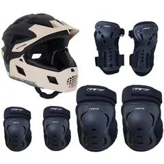 ONTRAIL - Casco + Protectores Niño Niña Bicicleta Full Face Bmx Patin