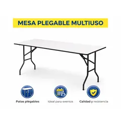GENERICO - Mesa Plegable Multiuso Estructura Metálica Oficina Eventos 150 Cms x 60 Cms