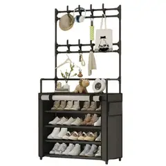 GENERICO - Zapatero Organizador Multifuncional Con Perchero Y Ganchos Multiusos 5 Niveles