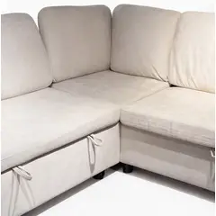 MUEBLES FIOTTI - Sala en L con Sofa cama de almacenamiento Beige Kasha