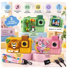 AMERICAN GENERICS - Cámara Digital Infantil Juguete Bloques Construcción 48MP Juegos