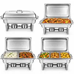 ONE PIXEL - Juego De Bandejas Bufferia Profesional Catering En Acero Inoxidable Con Accesorios