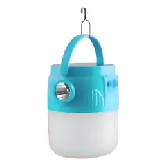 LEXMANA - Bombillo Solar Recargable Con Linterna 5V 3 Niveles De Luz Blanco Frío 6500 K IluminacionColor Azul