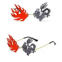 GENERICO - Gafas De Sol Sin Marco Estilo Dragón Y Fuego Retro Y2K Para Fiestas