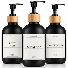 ONE PIXEL - Dispensadores Para Shampoo Acondicionador y Gel Tipo Bambu 3 Unidades