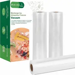 GENERICO - 3 Rollos Bolsa Empaque Vacío Texturizada 28cm X 6m Universal