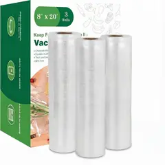 GENERICO - 3 Rollos Bolsa Empaque Vacío Texturizada 20cm X 6m Universal