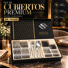 GENERICO - Juego Set de Cubiertos Plateado Acero Inoxidable 24 Piezas