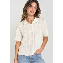 FRIOLENTA - Blusa Tipo Polo Tejida para Mujer