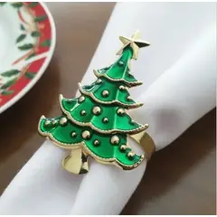 ARTESANAL - 6 SERVILLETEROS ARBOLITOS NAVIDEÑOS ANILLOS AROS PARA SERVILLETAS